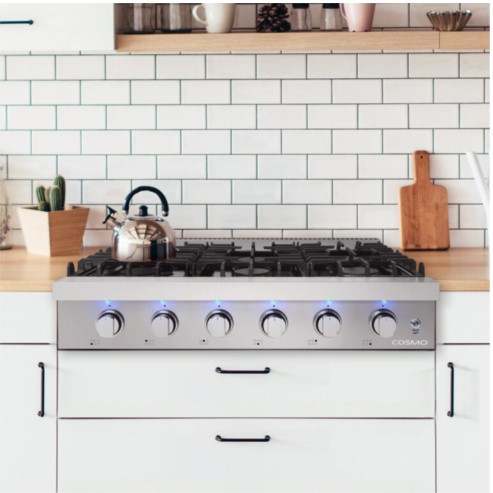 36" Stainless Steel Professional Style Slide-In Gas Cooktop COS-GRT366 - Image 4